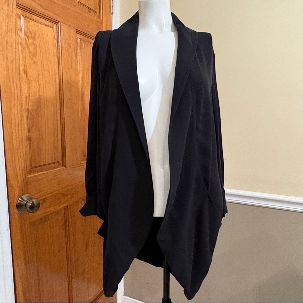 Eileen Fisher Silk Black Draped Women’s Blazer Sz.M - Picture 2 of 9